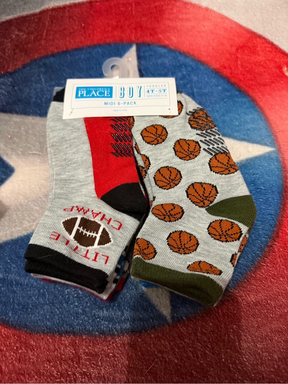 The Children's Place Gray, Red, Olive Sports Crew Socks 2-Pack